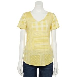 Women's Sonoma Goods For Life Essential V-Neck Tee Yellow Patchwork